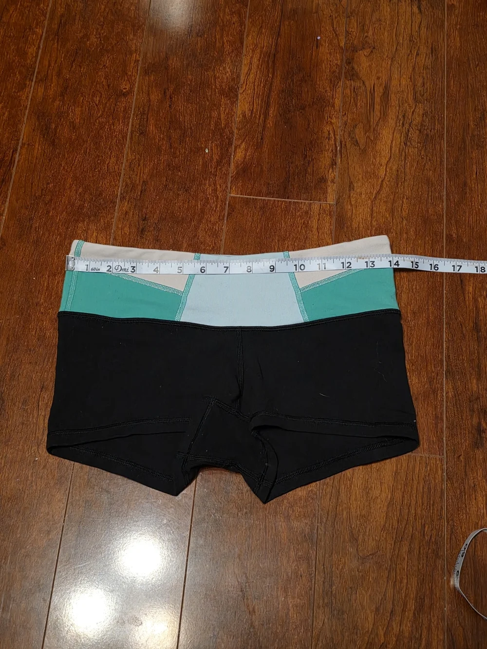 lululemon athletica Black Bike Shorts with Teal and Light Waistband